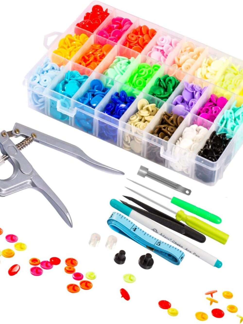 Snaps and Snap Pliers Set, 360 Sets T5 Plastic Buttons for Sewing and Crafting